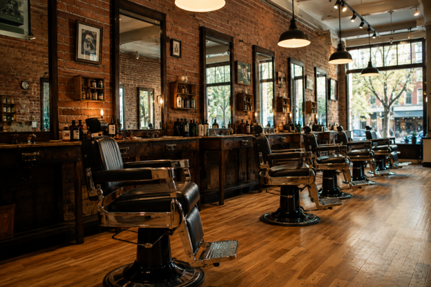 B & H Barber Shop interior in East Village NYC