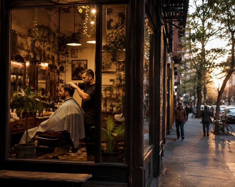 B & H Barber Shop on Avenue A in the East Village, NYC.