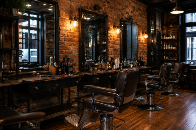 A grooming station at B & H Barber Shop, an East Village barbershop known for skin fades